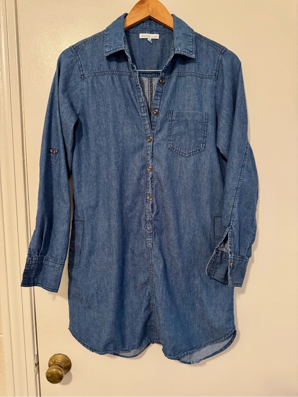 Charlotte Russe Denim Shirt Dress Chambray Size Medium
